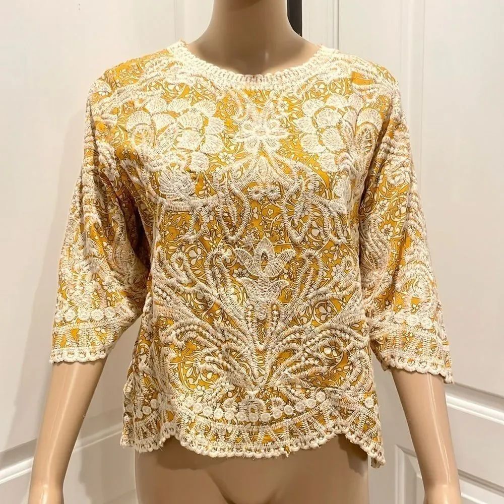 Solitaire BOHO Embroidered Top size M - Picture 1 of 6